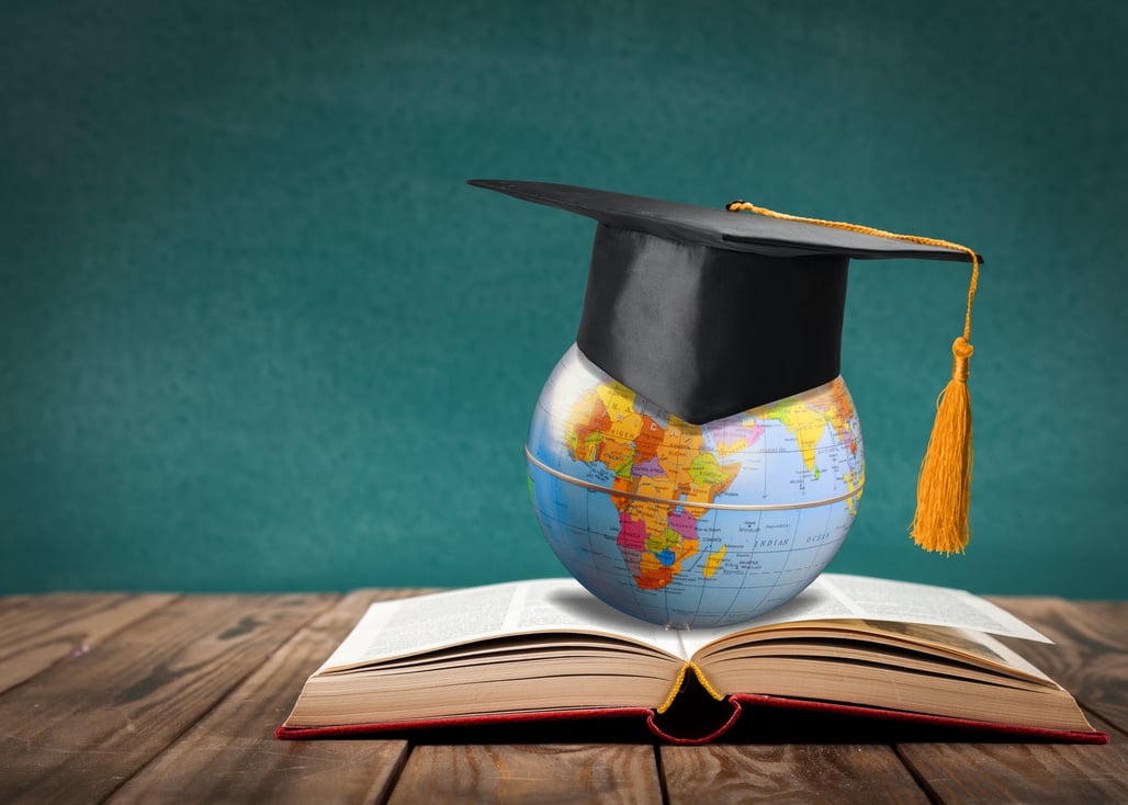 Education to Learn Study in World. Graduated Student Studying Abroad International Idea.