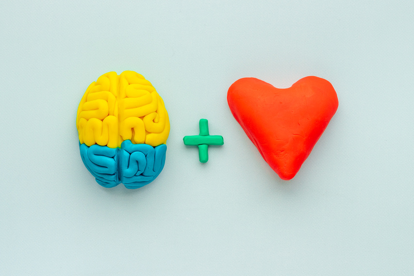 Heart and brain connection. Emotional intelligence concept.